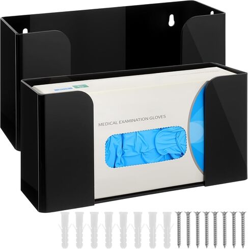 2 Pcs Acrylic Glove Box Holder Dispenser Glove Holder for Wall Mount Clear Acrylic Glove Rack Wall Floating Mask Dispenser for Medical Latex Rubber Disposable Glove Boxes (10.2 x 3.5 x 5.3'', Single) in Saudi Arabia