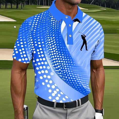 Mens Golf Shirt Trendy Color Block Short Sleeve Polo Tshirts Moisture Wicking Quick-Dry Tennis Tops Workout Basic Tee in Kuwait