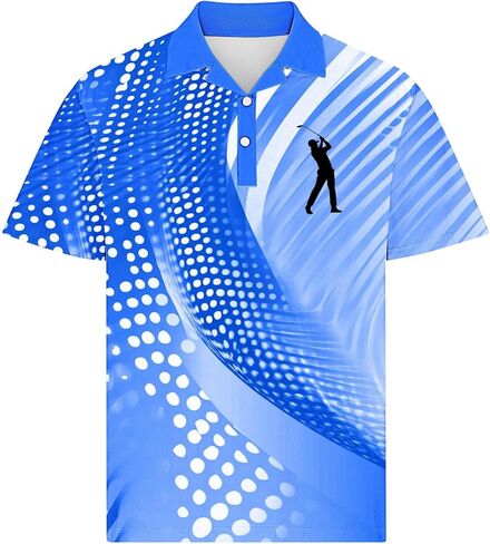 Mens Golf Shirt Trendy Color Block Short Sleeve Polo Tshirts Moisture Wicking Quick-Dry Tennis Tops Workout Basic Tee in Kuwait
