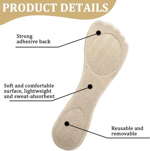 2 Pairs High Heel Insoles for Women, Non-Slip High Heel Comfort Pads Adhesive Gel Cushion Insoles for Sandal Flats Boots Dress Shoes (Beige, Black) in Saudi Arabia