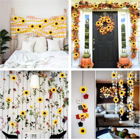 Amyhomie 40pcs 3.5 "الحرير الاصطناعي أصفر عباد الشمس الرؤوس الأزهار للاستحمام الطفل ديكور الزفاف ديكور الزفاف ، العروس ، in Kuwait