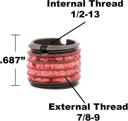 E-Z LOK - 319-820 E-Z Lok Externally Threaded Insert, C12L14 Carbon Steel, Meets AISI 12L14, 1/2"-20 Internal Threads, 5/8"-11 External Threads, 0.625" Length, Made in US (Pack of 5) in Saudi Arabia