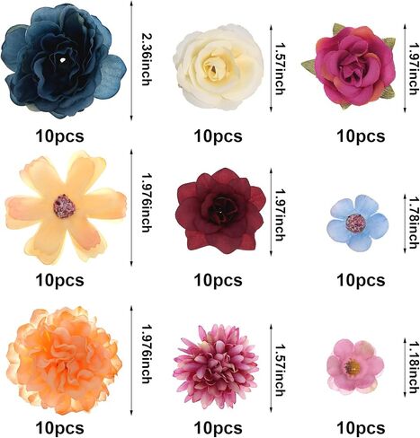 54Pcs Faux Flowers Heads Small Decorative Flowers for Crafts Cake Wreath Garlands Wedding Table Home Decoration in Saudi Arabia