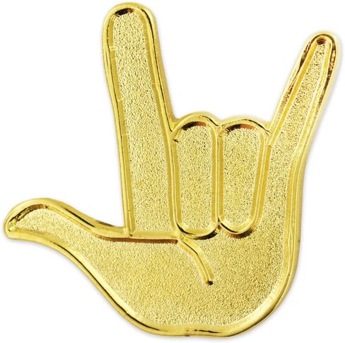 PinMart Gold Plated Love Hand Sign Language Lapel Pin in Saudi Arabia