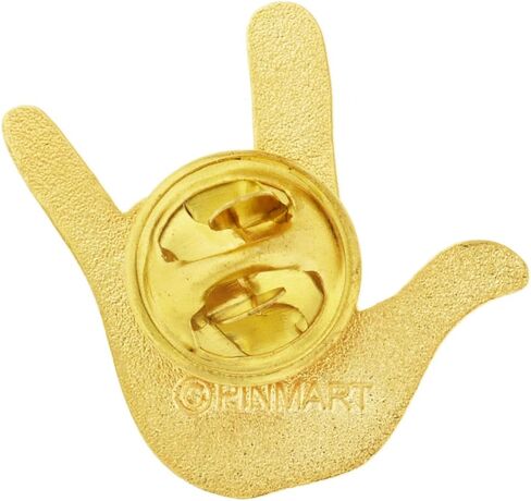 PinMart Gold Plated Love Hand Sign Language Lapel Pin in Saudi Arabia