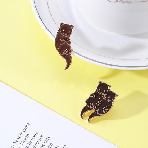 Otter Enamel Pin Cute Cartoon Animal Brooch Pins Sea Otter Gift Jewelry Backpack Lapel Brooches for Men Women Otter Lover Gift in Saudi Arabia