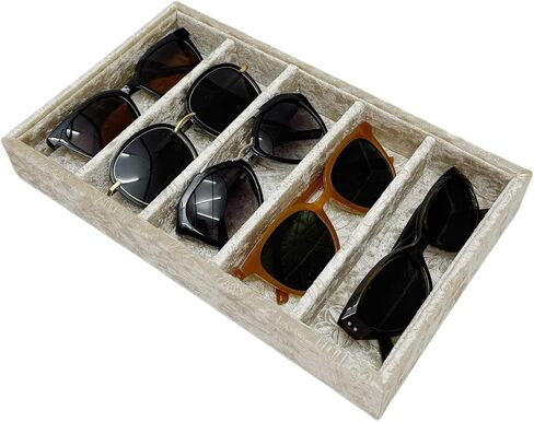 فاخرة 5 شبكات منظم النظارات الشمسية ، صينية المجوهرات ، وتجزئة البضائع صحن. مصممة بشكل خاص صينية تخزين زخرفية رائعة. (Tabby Beige) in Kuwait