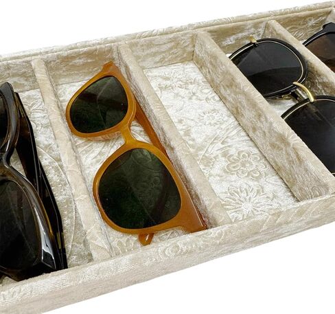 فاخرة 5 شبكات منظم النظارات الشمسية ، صينية المجوهرات ، وتجزئة البضائع صحن. مصممة بشكل خاص صينية تخزين زخرفية رائعة. (Tabby Beige) in Kuwait