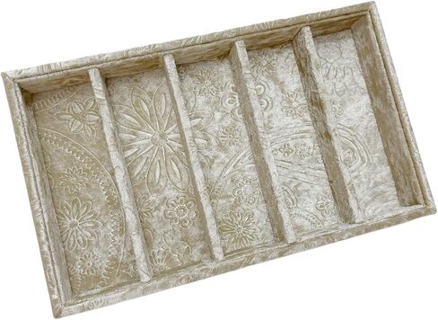 فاخرة 5 شبكات منظم النظارات الشمسية ، صينية المجوهرات ، وتجزئة البضائع صحن. مصممة بشكل خاص صينية تخزين زخرفية رائعة. (Tabby Beige) in Kuwait