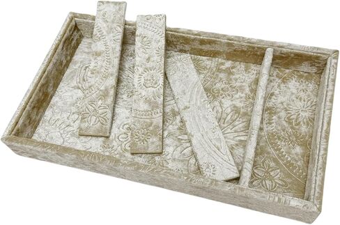 فاخرة 5 شبكات منظم النظارات الشمسية ، صينية المجوهرات ، وتجزئة البضائع صحن. مصممة بشكل خاص صينية تخزين زخرفية رائعة. (Tabby Beige) in Kuwait