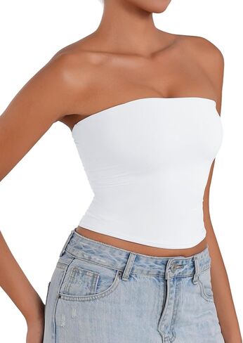 Sunzel Women's Sexy Tube Sexy Tube Top Double Clipedless Crip Top Summer Summer Basic Bandeau Tops للطبقة أو الخروج in Saudi Arabia
