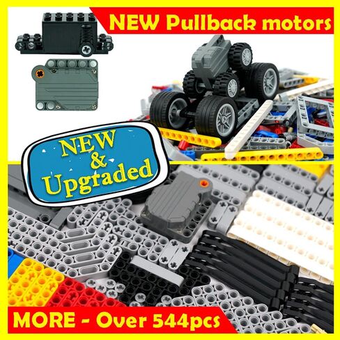 544PCS Technical Parts Pieces Sets, Engine Pullback Motor Kit, Beams Liftarm Frame Extra Replacement, Car Tire Wheel Axles Pin Connector Bricks Bulk in Saudi Arabia