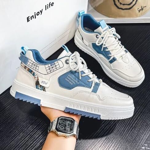 Men's Fashion Patchwork Skate Shoes Letter Pattern Casual Sneakers for Everyday Sports and Seasonal Styles in Saudi Arabia