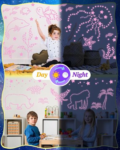 201 Pcs Glow in The Dark Stars Stickers for Ceiling, Toddler Stocking Stuffers Wall Room Decor Gifts, Luminous 3D Glowing Stars Stocking Stuffers for Kids Boys Girls in Kuwait