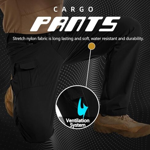 Men's Quick Dry Cargo Pants Water Resistant Tactical Pants Lightweight Stretch Outdoor Work Hiking Pants in Saudi Arabia