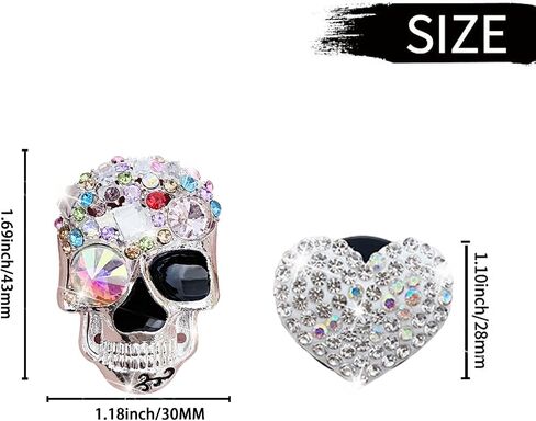 4 PCS Crystal Skull Car Air Criteners Clips ، Rhinestone Diamond Car Decoration ، Silver in Saudi Arabia