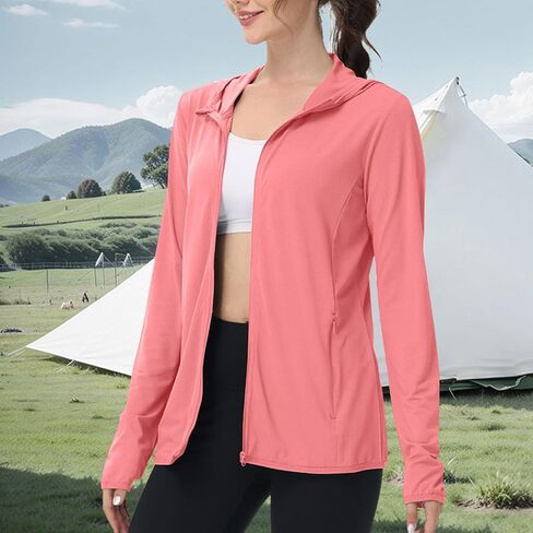 Women's UPF 50+ Sun Shirt with Hoodie Lightweight Jackets SPF Long Sleeve UV Protection Clothing Hiking Shits in Kuwait