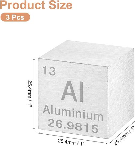 uxcell 3 Pcs Bismuth Cube, 1 Inch High Density Metal Element Cube Metal Density Cube for Chemical Elements Collection Science Education Experiment Application, Silver in Saudi Arabia