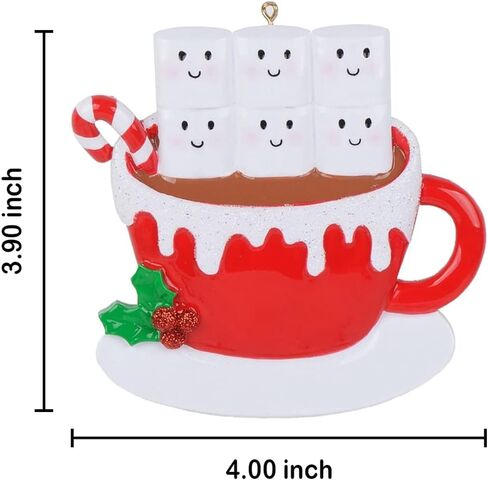 Hot Chocolate Marshmallow Mug Family Christmas Tree Ornament 2024 Personalized Family of 6 Christmas Ornament Unique Xmas Keepsake Gifts for Parents Kids Grandparents in Saudi Arabia