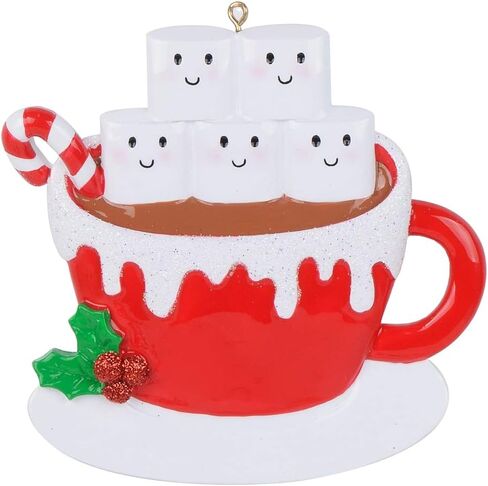 Hot Chocolate Marshmallow Mug Family Christmas Tree Ornament 2024 Personalized Family of 6 Christmas Ornament Unique Xmas Keepsake Gifts for Parents Kids Grandparents in Saudi Arabia