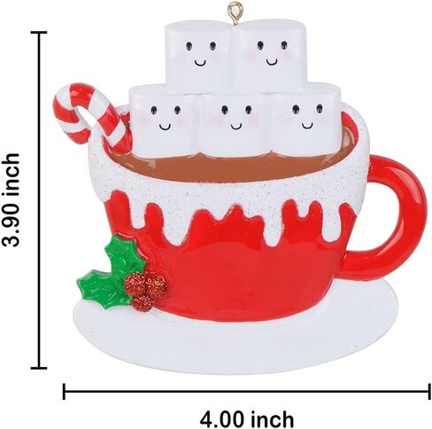 Hot Chocolate Marshmallow Mug Family Christmas Tree Ornament 2024 Personalized Family of 6 Christmas Ornament Unique Xmas Keepsake Gifts for Parents Kids Grandparents in Saudi Arabia