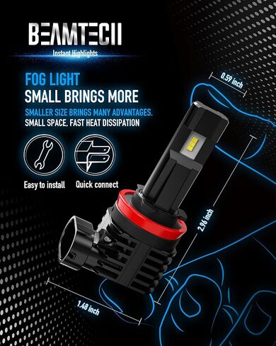 BEAMTECH H7 Fog Bulb, Fog Light Pack of 2 Fog Light For Atvs, Powersports Accessory Lights in Kuwait