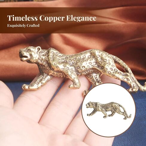 Leopard Statue Small Cheetah Figurine Brass Art Crafts for Home Office Shelf Table Realistic Antique Classical Decor in Saudi Arabia