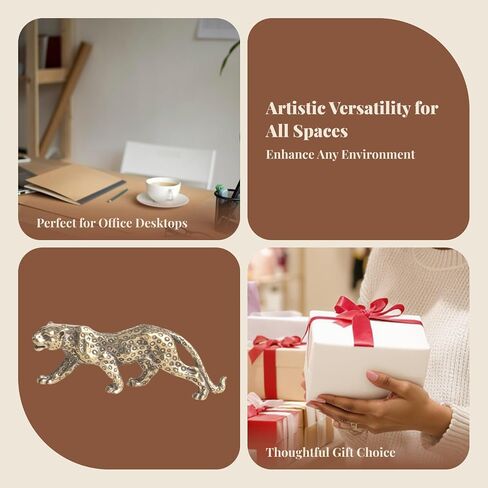 Leopard Statue Small Cheetah Figurine Brass Art Crafts for Home Office Shelf Table Realistic Antique Classical Decor in Saudi Arabia