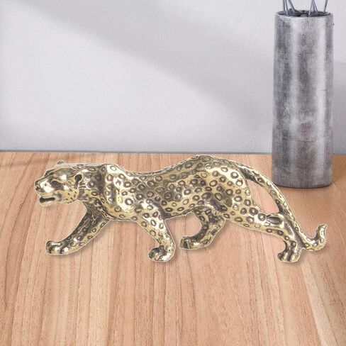Leopard Statue Small Cheetah Figurine Brass Art Crafts for Home Office Shelf Table Realistic Antique Classical Decor in Saudi Arabia