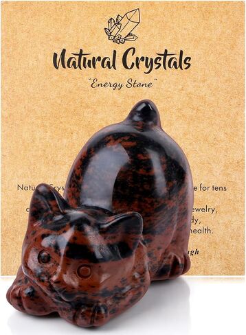 Zhiyuxi 2 "Black Obsidian Cat تمثال تمييز ديكور الأسود Cat Stone Sculpture Crystal Cute Cat Ornament Gifts لمحبي القطط للنساء الديكور مكتب غرفة المنزل in Kuwait