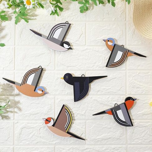 Wesiti 6 PCS Wooden Bird Wall Art Rustic Farmhouse Flying Bird Art Decor in Saudi Arabia