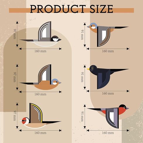 Wesiti 6 PCS Wooden Bird Wall Art Rustic Farmhouse Flying Bird Art Decor in Saudi Arabia