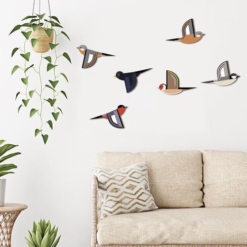 Wesiti 6 PCS Wooden Bird Wall Art Rustic Farmhouse Flying Bird Art Decor in Saudi Arabia
