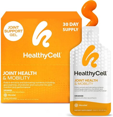 Healthycell Joint Health & Mobility Daily Liquid Supplement - Joint Support Supplement, Inflammation Response, Cartilage & Flexibility with Curcumin, Glucosamine & Chondroitin - 14 Gel Packs in Kuwait