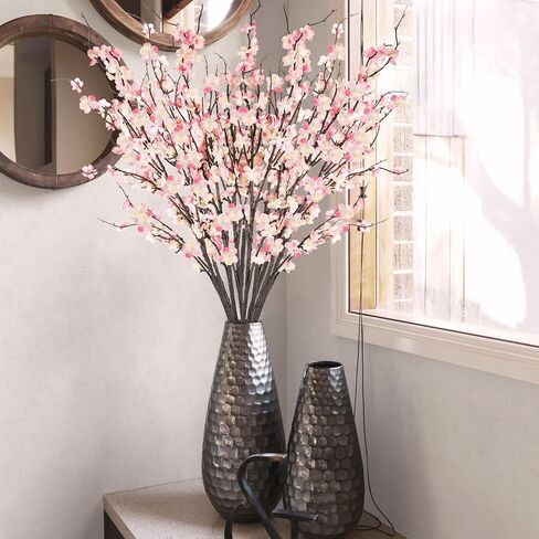 Krissing 12 Pcs Cherry Blossom Branches 39" Tall Artificial Cherry Blossom Stems White Faux Cherry Blossom Flowers Arrangements for Vase Home Wedding Table Spring Decor in Kuwait