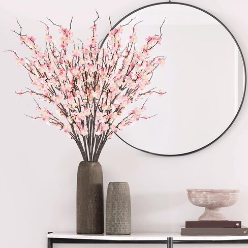 Krissing 12 Pcs Cherry Blossom Branches 39" Tall Artificial Cherry Blossom Stems White Faux Cherry Blossom Flowers Arrangements for Vase Home Wedding Table Spring Decor in Kuwait