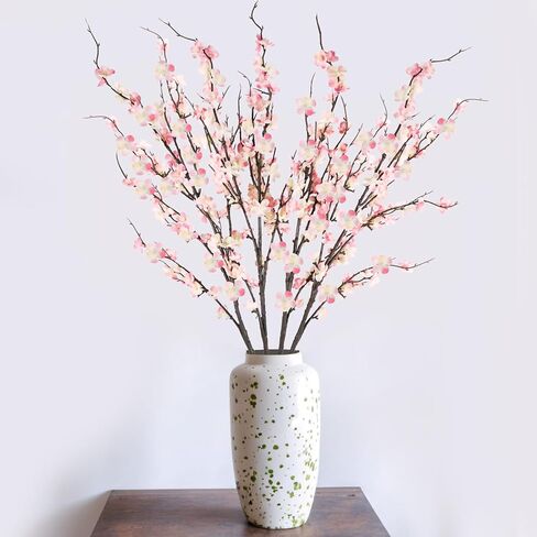 Krissing 12 PCS Cherry Blossom Branses 39 "طويل القامة زهر الكرز الاصطناعي ينبع أبيض فو ، ترتيبات زهور زهر الزهور المزهرية لزجاج الزفاف ديكور الربيع in Kuwait