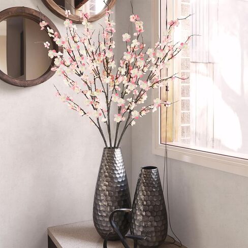 Krissing 12 PCS Cherry Blossom Branses 39 "طويل القامة زهر الكرز الاصطناعي ينبع أبيض فو ، ترتيبات زهور زهر الزهور المزهرية لزجاج الزفاف ديكور الربيع in Kuwait