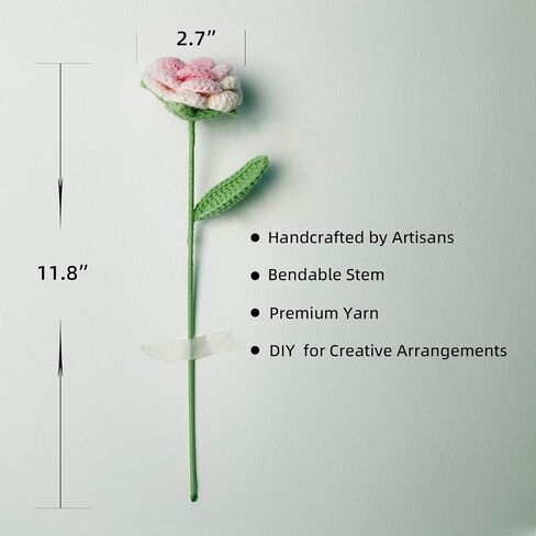 Crochet Flower 2 Handmade Roses, Gift for Birthday, Wedding, Mother's Day, Knitted Artificial Flowers for Home Decor(Pink Gradient) in Saudi Arabia