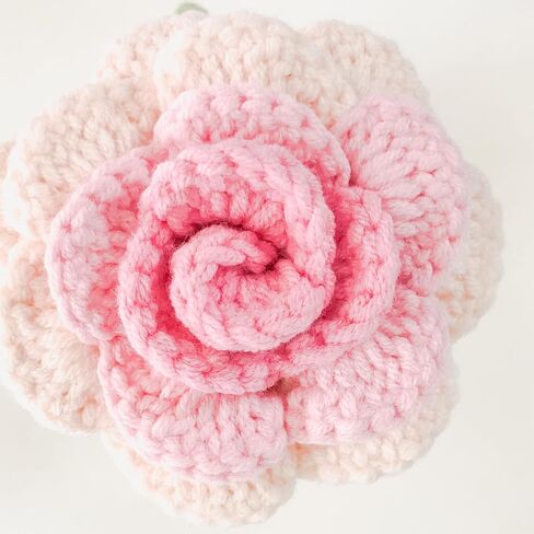 Crochet Flower 2 Handmade Roses, Gift for Birthday, Wedding, Mother's Day, Knitted Artificial Flowers for Home Decor(Pink Gradient) in Saudi Arabia