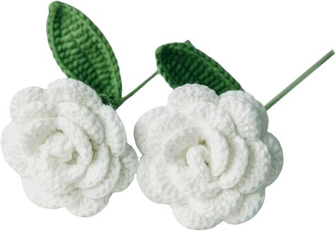 Crochet Flower 2 Handmade Roses, Gift for Birthday, Wedding, Mother's Day, Knitted Artificial Flowers for Home Decor(Pink Gradient) in Saudi Arabia