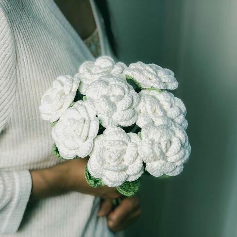 Crochet Flower 2 Handmade Roses, Gift for Birthday, Wedding, Mother's Day, Knitted Artificial Flowers for Home Decor(Pink Gradient) in Saudi Arabia
