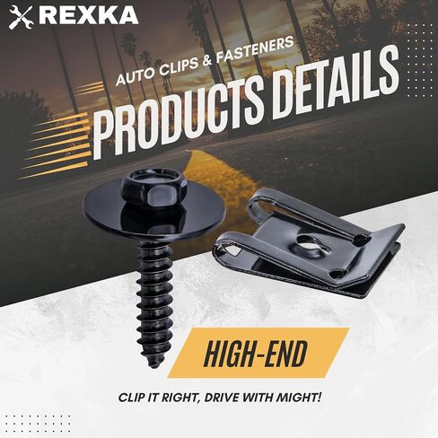 Rexka 10 Sets M4.2 Universal Fender Liner Engine Splash Shield Hex Head Screw & U Nut Kit لـ GM Chevy Ford Buick Jeep Chrysler - Multipurpose - اكتب أ in Saudi Arabia