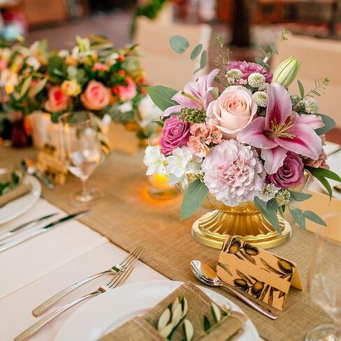 2 Pcs Gold Flower Vases for Centerpieces, Vintage Compote Bowl Vase for Wedding Small Pedestal Vase for Party Gold Centerpieces for Table Metal Urn for Event Home Decor in Saudi Arabia
