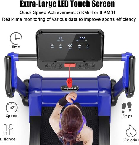 جهاز مشي قابل للطي من GYMAX، جهاز ركض للتحكم في التطبيق الذكي، شاشة LED وحامل جهاز قابل للتعديل، جهاز مشي محمول للمنزل وصالة الألعاب الرياضية الصغيرة in Kuwait