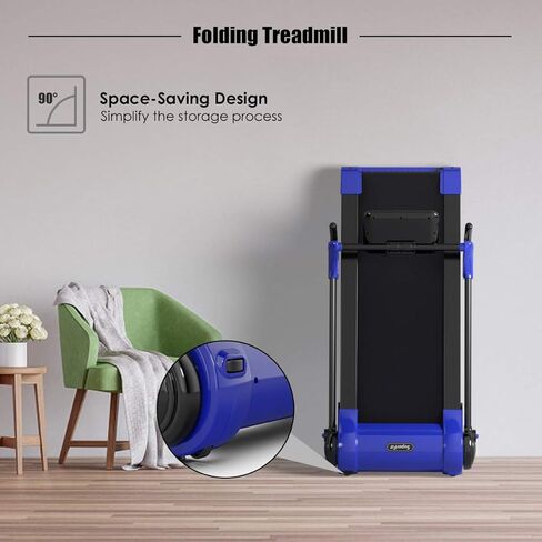 جهاز مشي قابل للطي من GYMAX، جهاز ركض للتحكم في التطبيق الذكي، شاشة LED وحامل جهاز قابل للتعديل، جهاز مشي محمول للمنزل وصالة الألعاب الرياضية الصغيرة in Kuwait