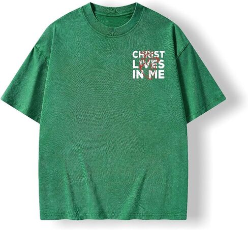 Graphic Tees Summer Women Men Cotton Novelty Oversized Crew Neck Heart with Christ Christian Washed T-Shirt in Kuwait