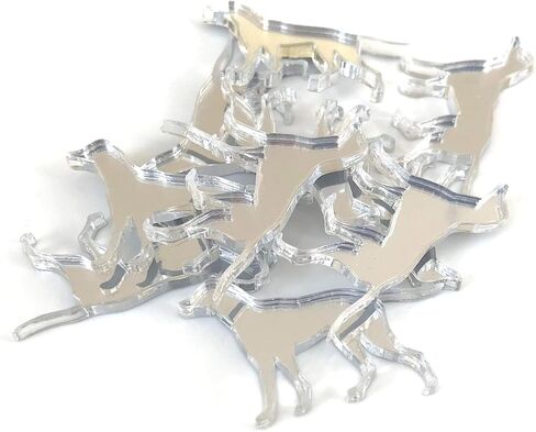 Super Cool Creations Pointer Dog Shaped Crafting Mirrors, Set of 10, Many Colours, Shatterproof Acrylic, Silver Mirror, Pack of 10 x 6cm in Saudi Arabia