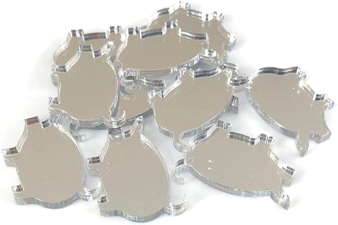 Super Cool Creations Pig Shaped Crafting Mirrors, Set of 10, Many Colours, Shatterproof Acrylic, Silver Mirror, Pack of 10 x 3cm in Saudi Arabia