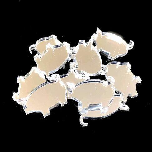Super Cool Creations Pig Shaped Crafting Mirrors, Set of 10, Many Colours, Shatterproof Acrylic, Silver Mirror, Pack of 10 x 3cm in Saudi Arabia